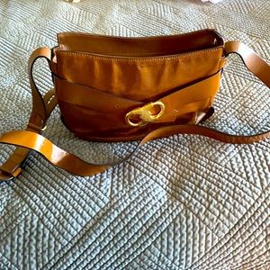 Tory Burch Cognac Patten Leather shoulder bag